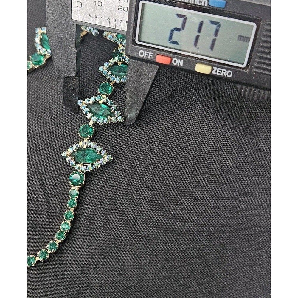 1950s Albert Weiss Emerald Green Crystal Rhinestone Choker Costume Necklace - Picture 9 of 12